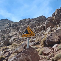 Strange sign on the long path to the Refuge Toubkal